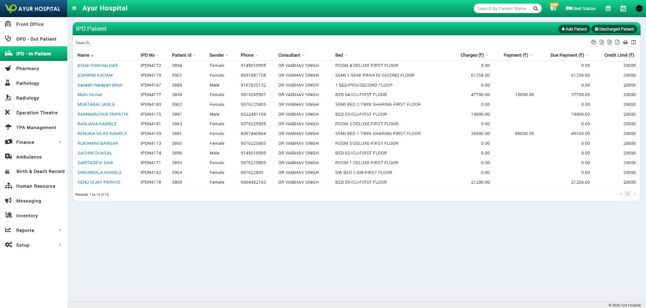 Patient Management Interface